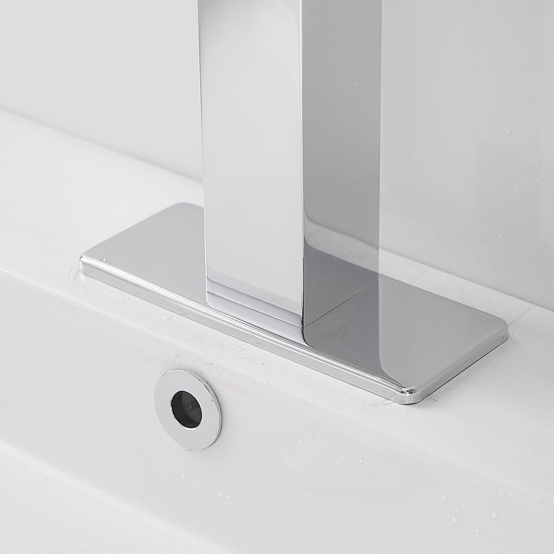 Green Spring Greenspring 6 Inch Chrome Sink Hole Cover, 4" Hole Cover Deck Plate, Bathroom Faucet Deck Plate, Stainless Steel Square Escutcheon for Bathroom or Kitchen Single Hole Vanity Sink Faucet - Image 4